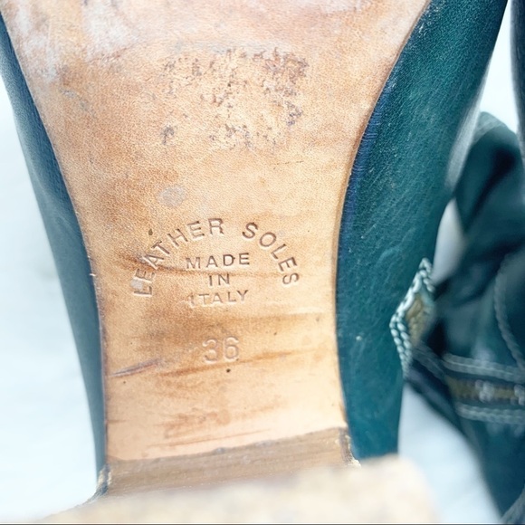 Fiorentini + Baker Green Leather Chunky Platform Ankle Booties Boots Size 36 - Picture 11 of 15